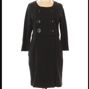 Kenar Knit Dress Back Big Buttons 3/4 Sleeves Sheath Silhouette Size 10